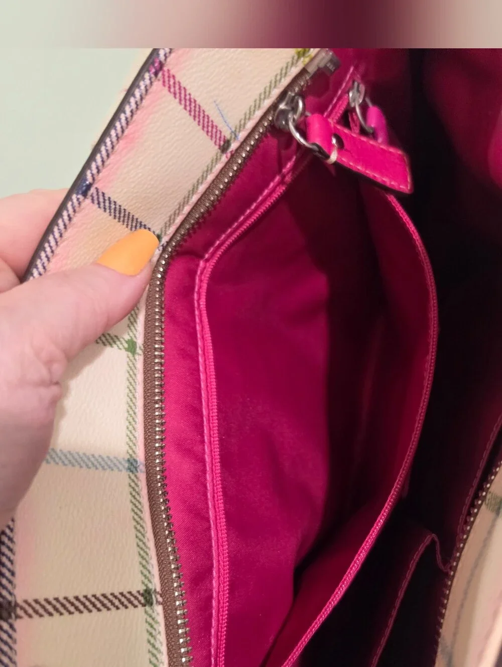 Coach Vintage Plaid Tote Bag in Raspberry Pink Plaid